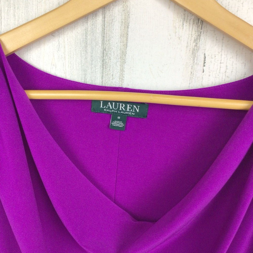 Lauren Ralph Lauren Womens Sleeveless Ruched Midi Bodycon Dress Purple Size 8 - Picture 3 of 10